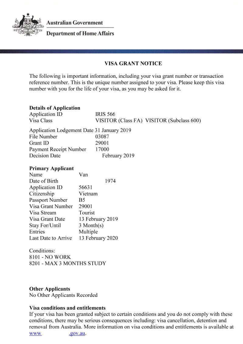 Mẫu tờ đơn xin visa Úc (Ảnh: Sưu tầm) 