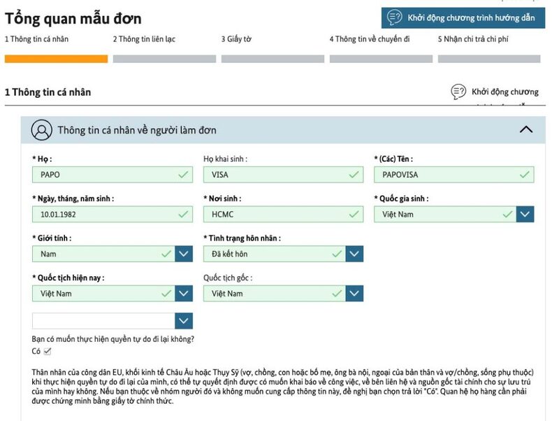Điền đầy đủ thông tin vào đơn xin visa Đức