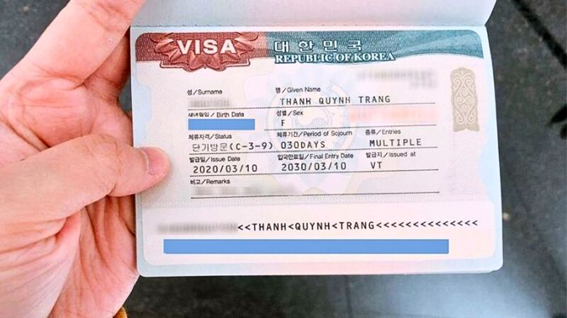 Visa Multi Hàn Quốc 10 năm (ảnh: sưu tầm)