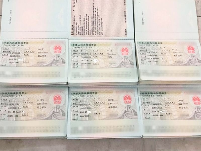 Các loại visa Trung Quốc phổ biến hiện nay (Ảnh: Sưu tầm) 