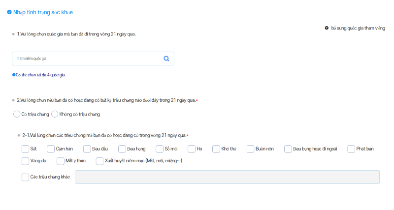Nhập tình trạng sức khỏe