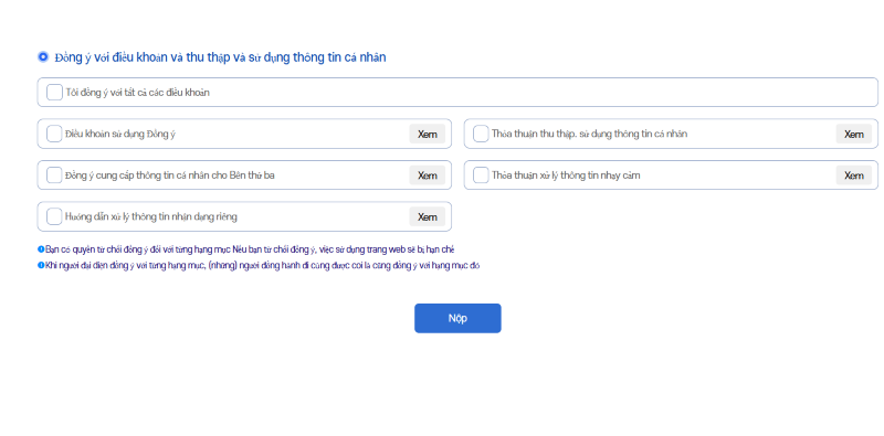 Hoàn tất các bước và nhấn "NỘP"
