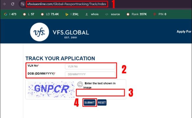 Tra cứu tình trạng visa Anh qua trang web VFS Global (Ảnh: sưu tầm)