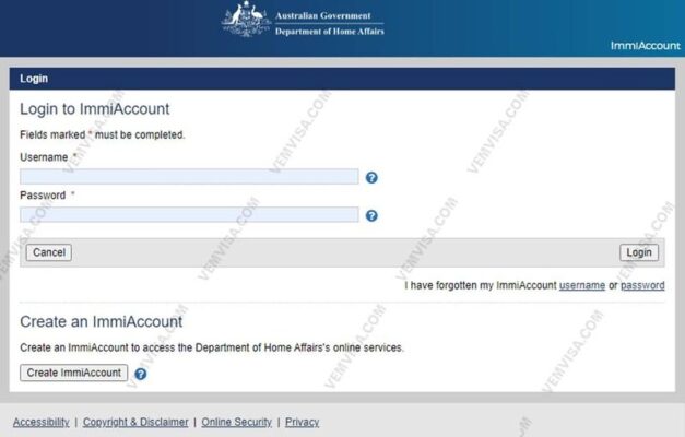 Hình ảnh website ImmiAccount (Ảnh: sưu tầm)