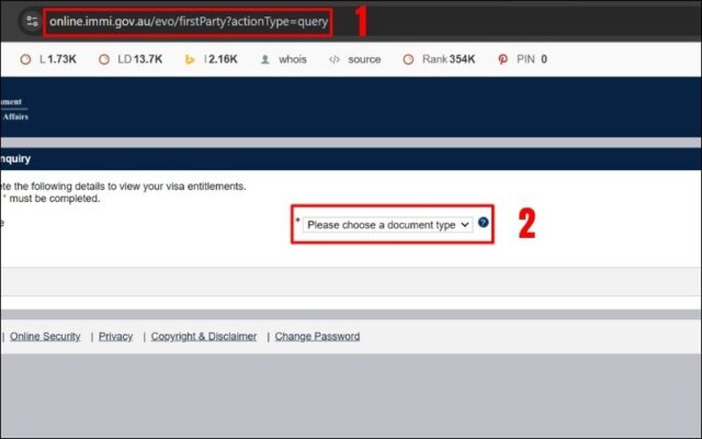 Kiểm tra visa trên website Bộ Nội vụ Úc (Ảnh: sưu tầm)